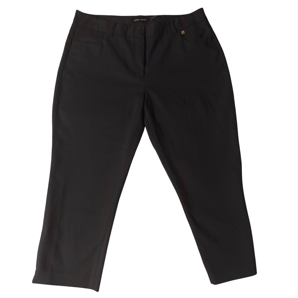 Ivanka Trump Black Dress Ankle Pants Womens 12 Gold Zipper at Ankles